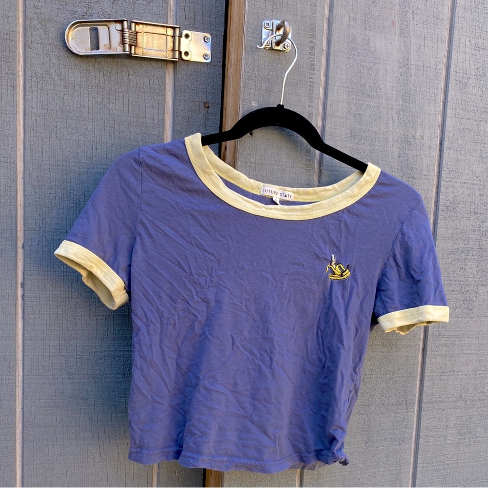 Blue and Yellow crop top tee